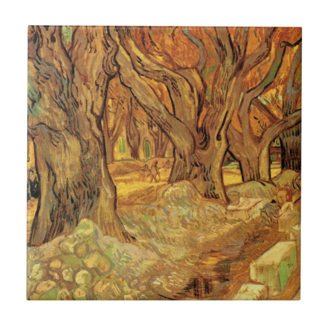 The Road Menders by Vincent van Gogh Tile (Front)