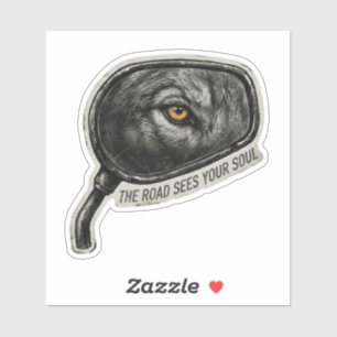 The Road Sees Your Soul Wolf Rearview Mirror Sticker