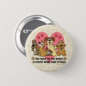 The Road To My Heart Dog Paw Prints Button (Front & Back)