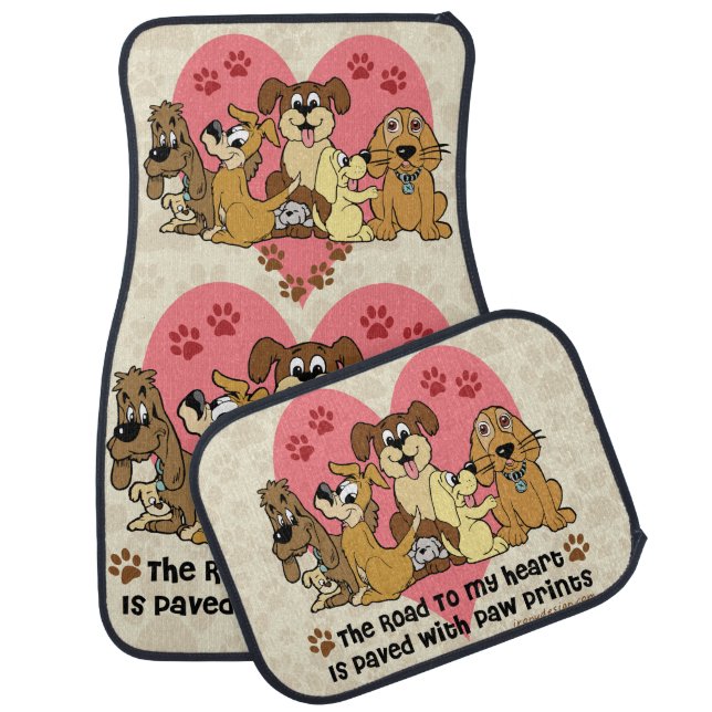 The Road To My Heart Dog Paw Prints Car Floor Mat (Set)