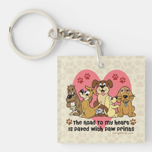 The Road To My Heart Dog Paw Prints Keychain
