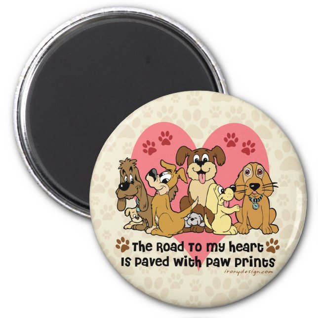The Road To My Heart Dog Paw Prints Magnet (Front)