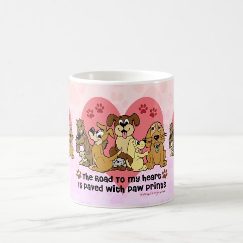 The Road To My Heart Dog Paw Prints Pink Coffee Mug