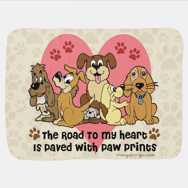 The Road To My Heart Dog Paw Prints Stroller Blanket (Horizontal)