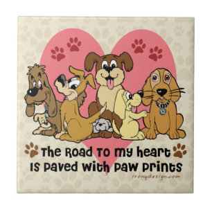 The Road To My Heart Dog Paw Prints Tile