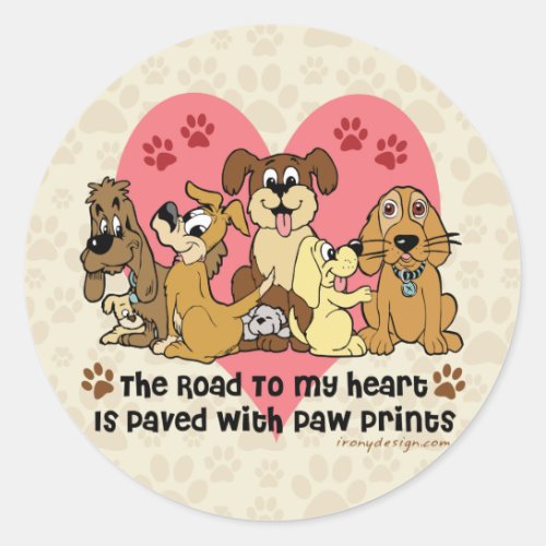 The Road To My Heart Dogs Classic Round Sticker