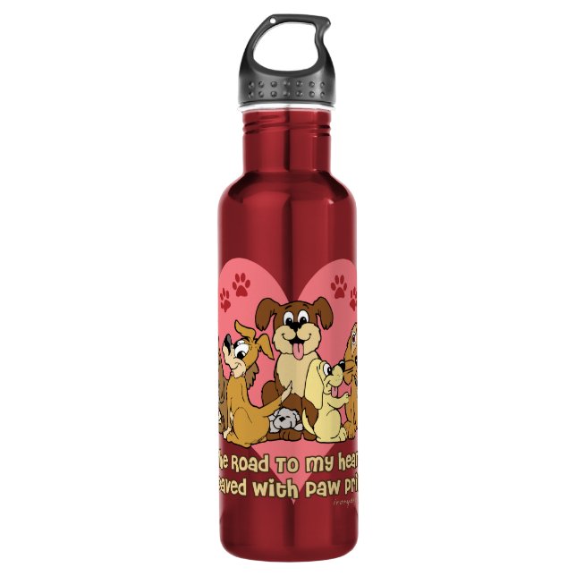 The Road To My Heart Dogs Stainless Steel Water Bottle (Front)