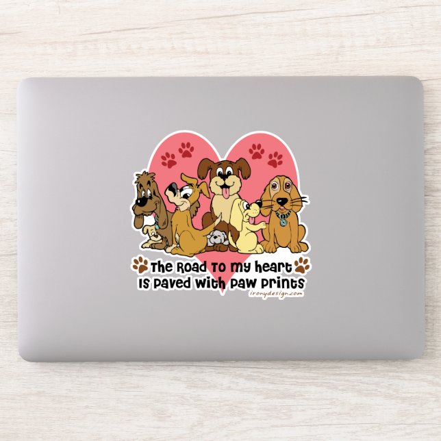 The Road to My Heart is Paved with Paw Prints Sticker (Computer)