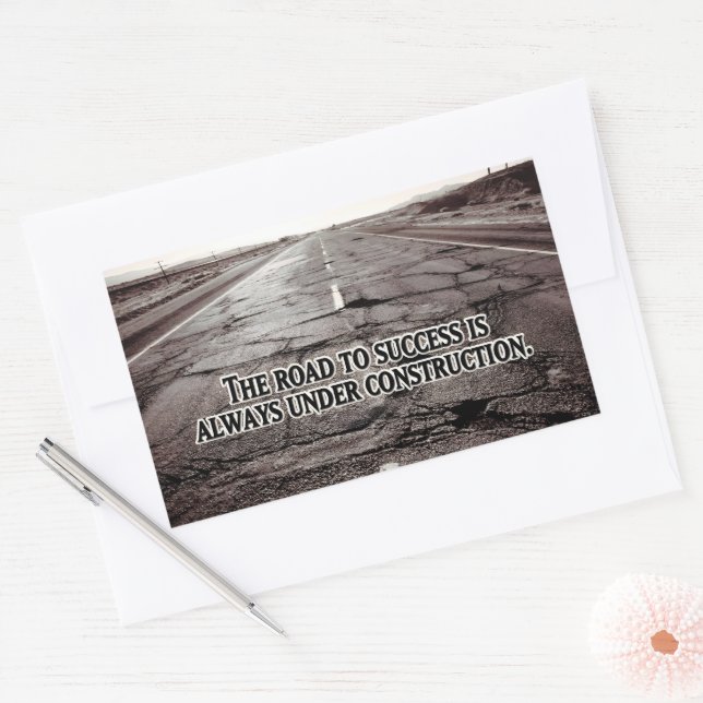 "The road to success" Inspirational Quote Rectangular Sticker (Envelope)