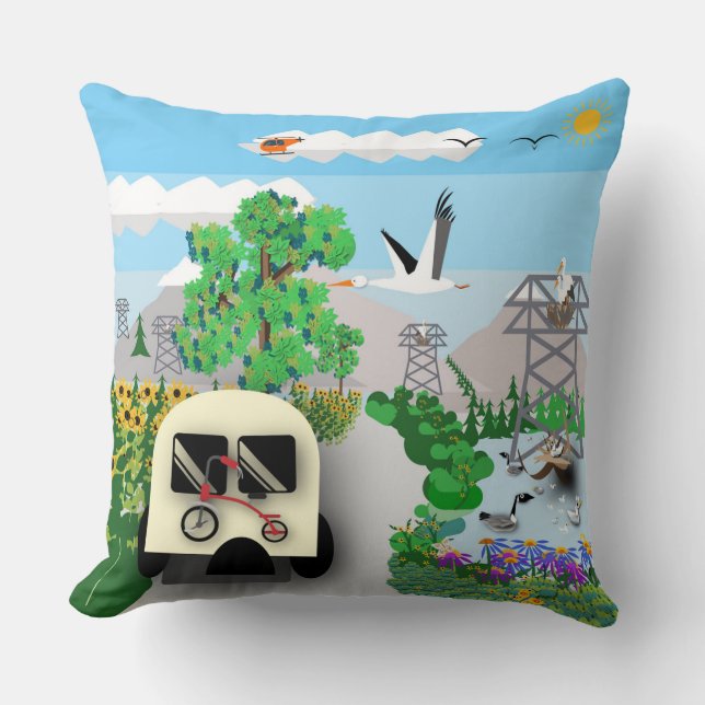 The Road Tour Throw Pillow (Front)