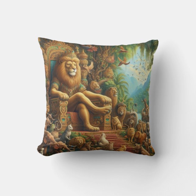  🦁The Roaring Majesty of Abstract Expressionism:  Throw Pillow (Front)