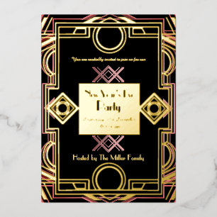 The Roaring Twenties - Elegant New Year Party Gold Foil Invitation
