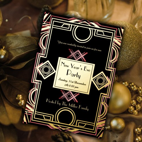 The roaring twenties with pink and gold _ Party Foil Invitation