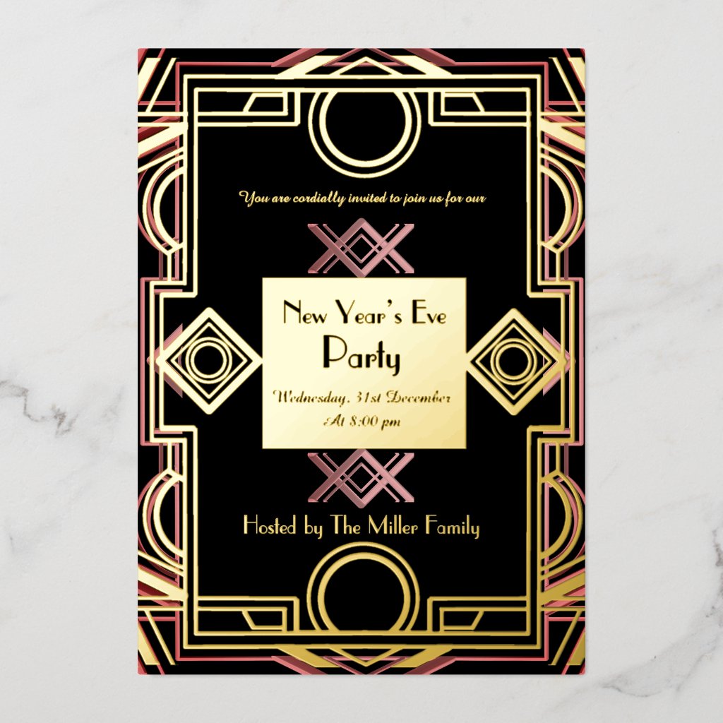 The roaring twenties with pink and gold - Party  Foil Invitation