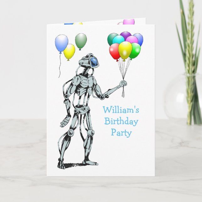 The Robot and the Balloons' Birthday Party Card (Front)