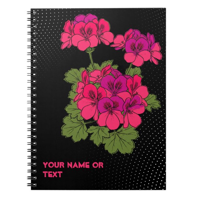 The 'Robyn Hannah' Stellar Pelargonium Pop Art Notebook (Front)