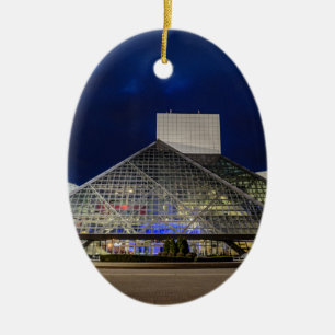 The Rock and Roll Hall of Fame at Dusk Ceramic Ornament