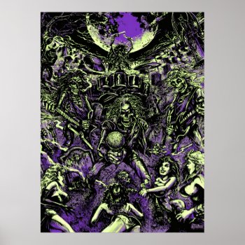 The Rockin' Dead Skeleton Zombies Poster by themonsterstore at Zazzle