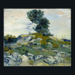 The Rocks by Vincent Van Gogh Poster<br><div class="desc">The Rocks by Vincent Van Gogh, oil on canvas 1888, is a landscape painting of a large outcropping of rocks in the French countryside, with a single tree growing in dark silhouette against a bright, pale yellow sky. Van Gogh vigorously models the forms of boulders, earth and plants in a...</div>