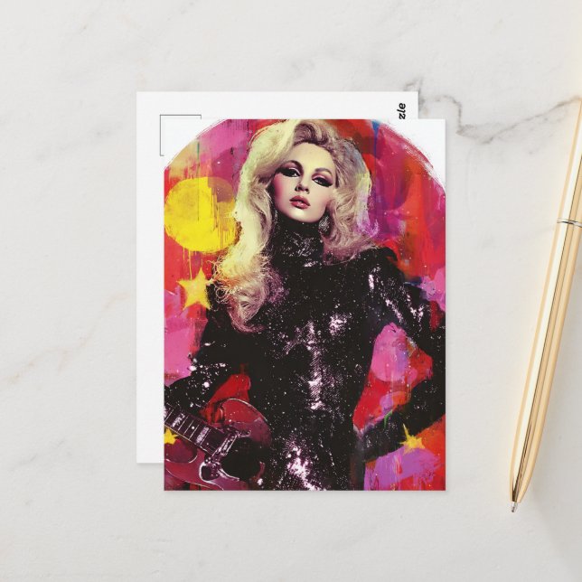 The Rockstar With Blond Hair Postcard (Front/Back In Situ)