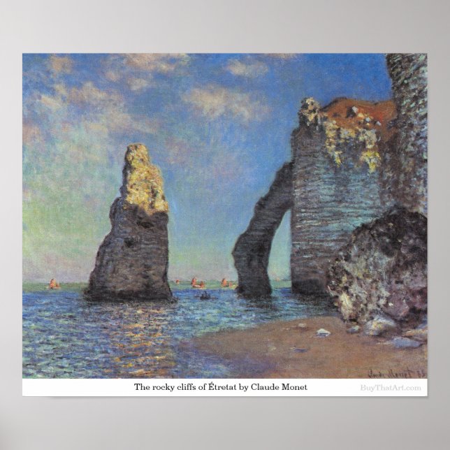 The rocky cliffs of Étretat by Claude Monet Poster (Front)