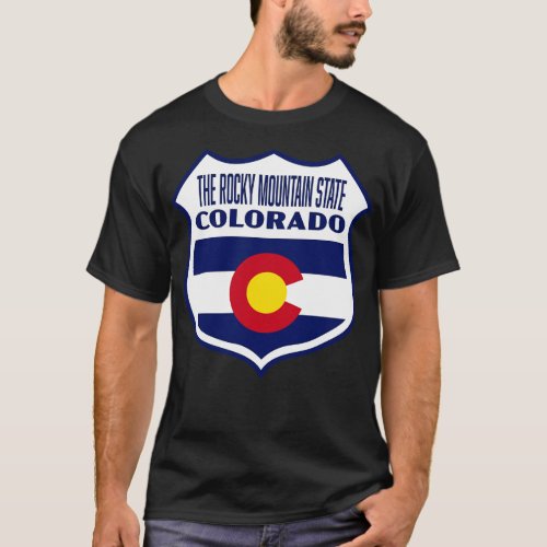 The Rocky Mountain State Colorado Retro Flag Shiel T_Shirt