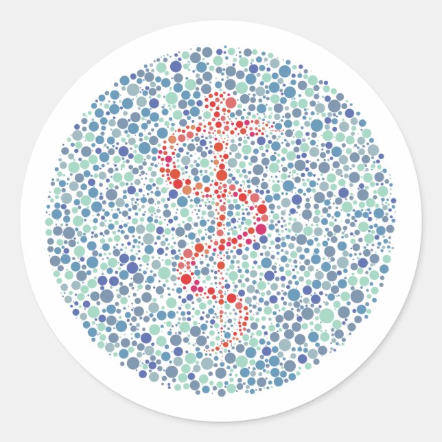 The Rod of Asclepius Ishihara Test Classic Round Sticker (Front)