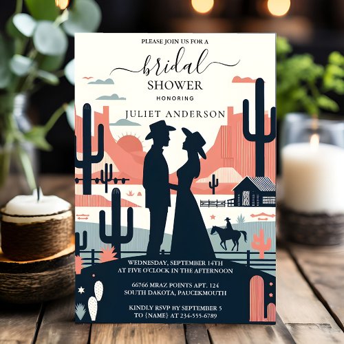 The Rodeo Retro Horse Rustic Western Bridal Shower Invitation