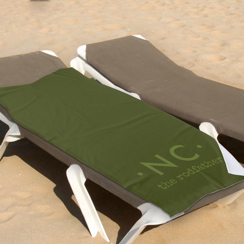 The Rodfather Army Green Khaki Monogram Fishermans Beach Towel