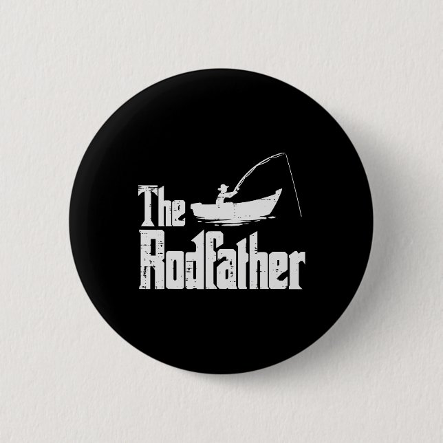 The Rodfather Fun Fishing Fathers Day Movie Pun Da Button (Front)