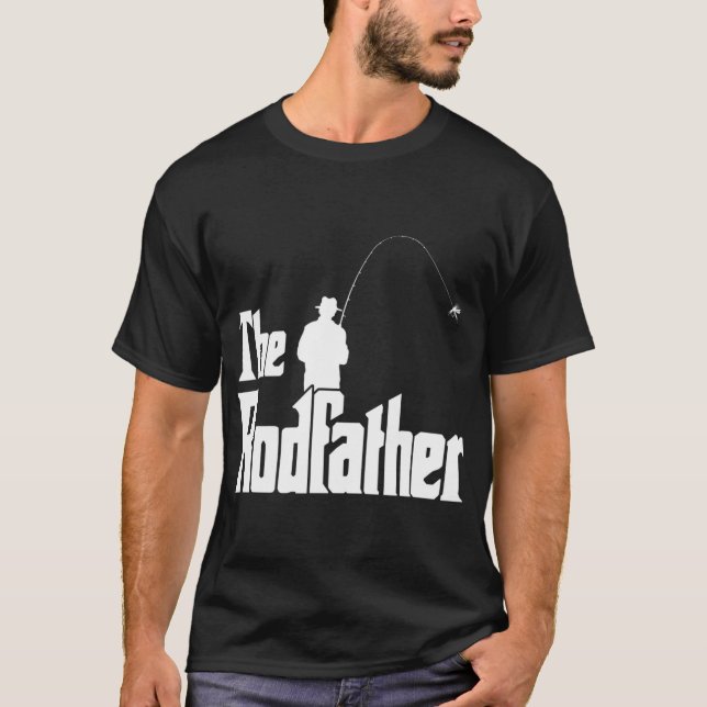 The Rodfather Funny Fisherman  Sea Fly Fishing T-Shirt (Front)