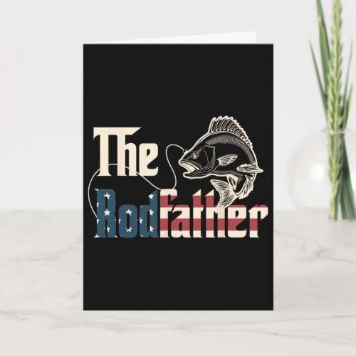 The Rodfather Retro Groovy Fishing Lover Fathers D Card