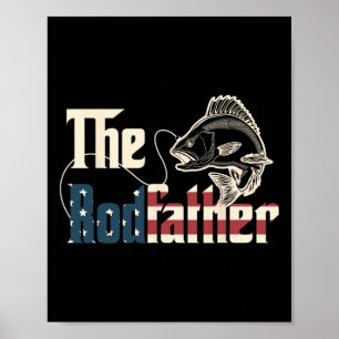 The Rodfather Retro Groovy Fishing Lover Fathers D Poster