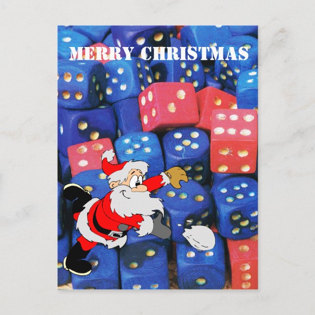 The roll of a dice holiday postcard (Front)