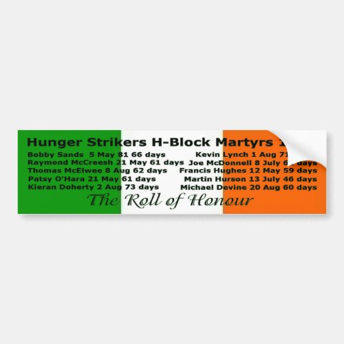 The Roll of Honour Bumper Sticker