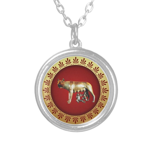 The Roman Capitoline Wolf Silver Plated Necklace (Front)