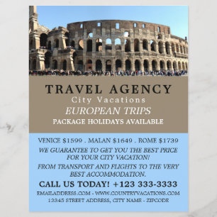 The Roman Colosseum, Rome, Travel Agency Advert Flyer