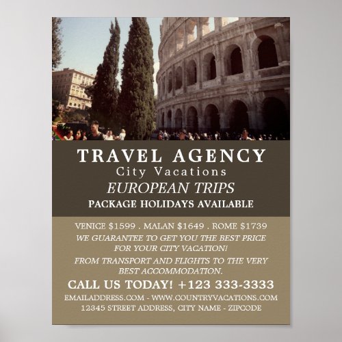 The Roman Colosseum Travel Agency Advertising Poster