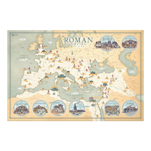 The Roman Empire map 117 AD  Photo Print