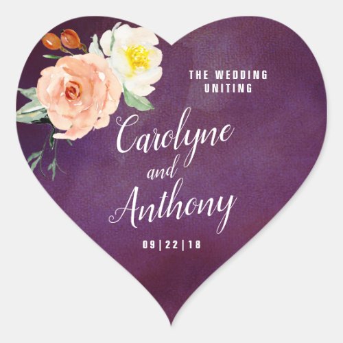 The Romance In Bloom Wedding Collection Heart Sticker