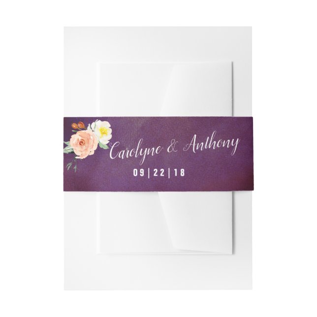 The Romance In Bloom Wedding Collection Invitation Belly Band (Front Example)