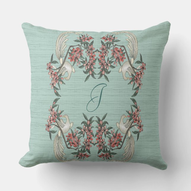 The Romance of Silk 20" Aqua Throw Pillow (Front)
