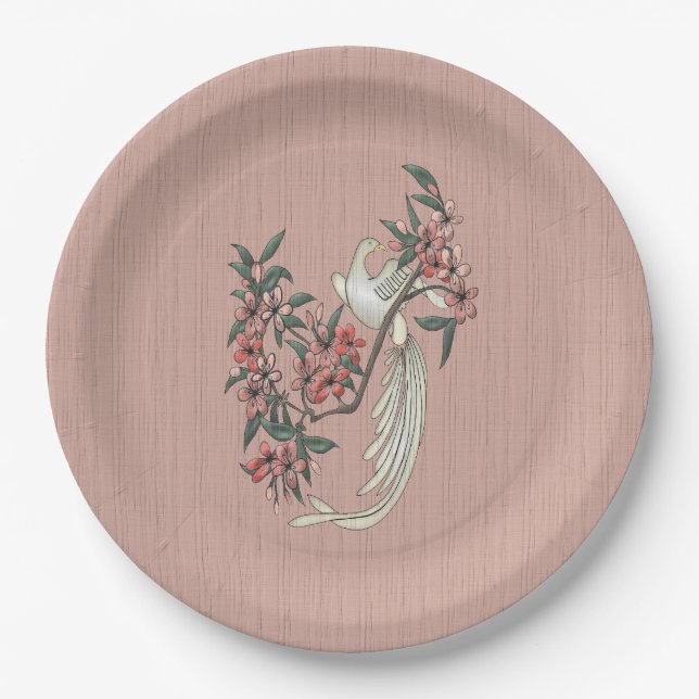 The Romance of Silk Charcuterie Board Peach Paper Plates (Front)