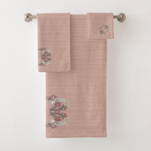 The Romance of Silk Peach w monogram  Bath Towel Set