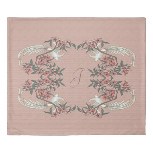 The Romance of Silk Peach w Monogram King Duvet Cover