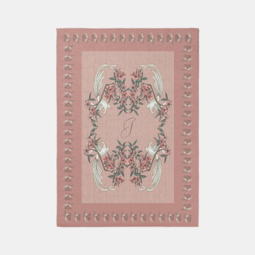 The Romance of Silk w Monogram 5 x 7 Peach Rug