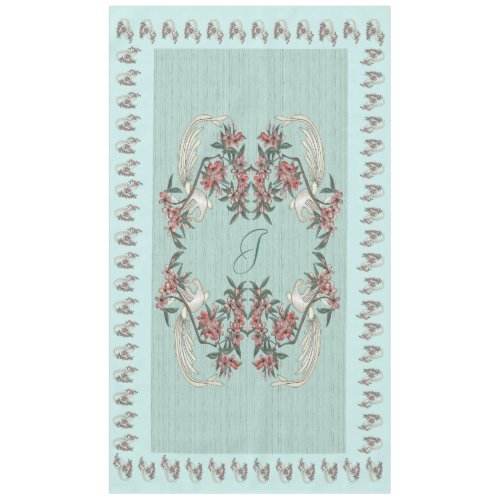 The Romance of Silk w monogram 60 x 104 Aqua Tablecloth