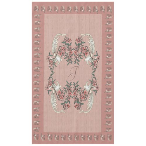 The Romance of Silk w Monogram 60 x 104 Peach Tablecloth