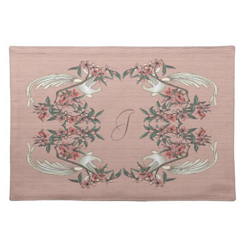 The Romance of Silk w Monogram Peach  Cloth Placemat