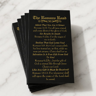 The Romans Road Sinner's Prayer Gold Business Card